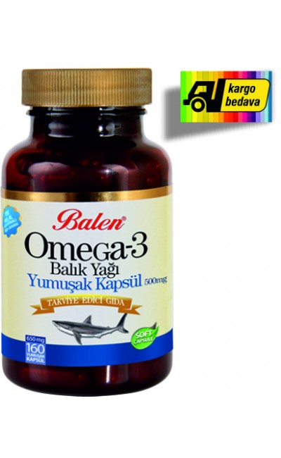 Balen Omega 3 Balık Yağı  650 mg* 160 Ad. Yumuşak Kapsül **KARGO BEDAVA**