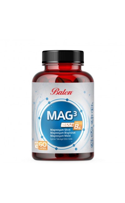 Balen Mag 3 Magnezyum Sitrat & Bisglisinat & Malat & B6 vitaminli 679 mg *60 kapsül