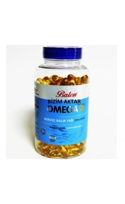 Balen Omega 3 Norveç balığı Trigliserid Formlu  200 Yumuşak Kapsül  