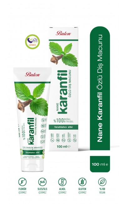 Balen Doğal Nane & Karanfil Özlü Diş Macunu 100 ML Balen Doğal Nane & Karanfil Özlü Diş Macunu 100 ML